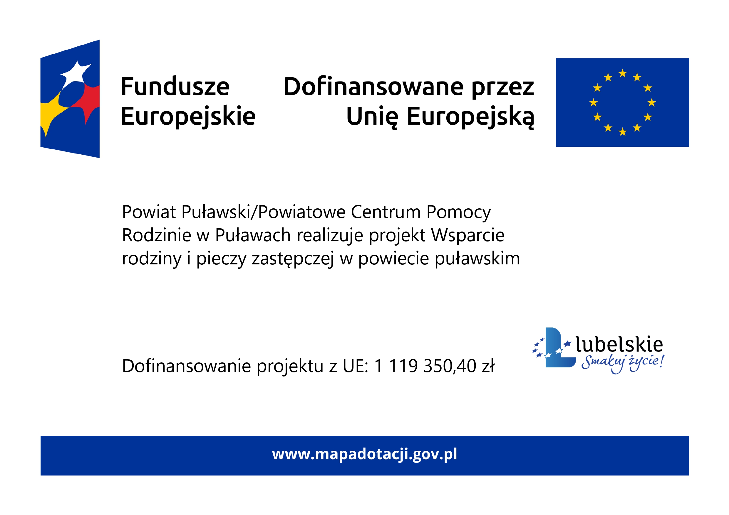 Powiatowe Centrum Pomocy Rodzinie w Puławach prowadzi rekrutację do uczestnictwa w projekcie pt. „Wsparcie rodziny i pieczy zastępczej w powiecie puławskim” na okres od 1 września 2026 r. do 31 sierpnia 2026 r.